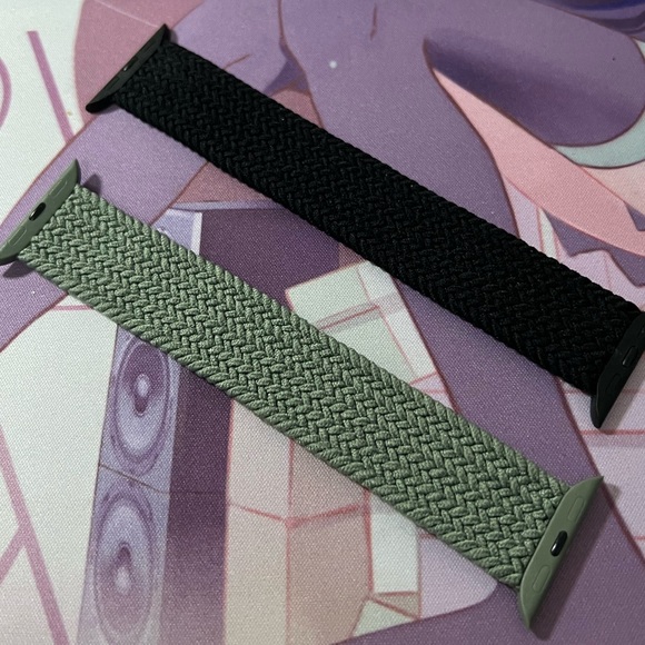 Black cactus green Braided Solo Loop Band Compatible with Apple Watch Band - Picture 3 of 4